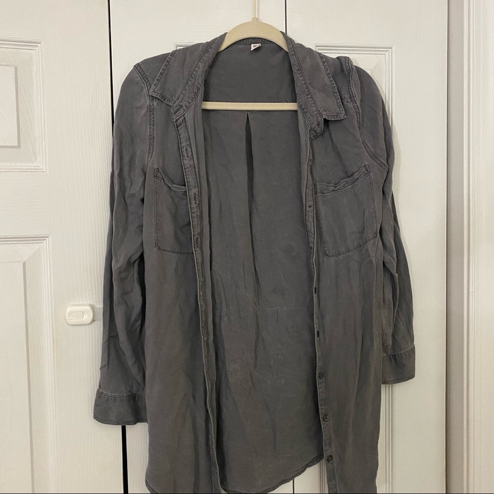Grey wash button down